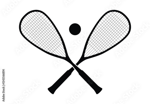Squash rackets and ball vector