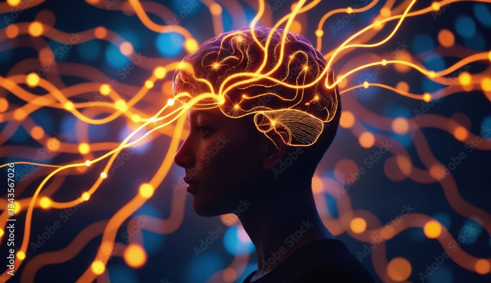 Abstract Representation of Human Brain and Neural Connections Abstract Representation of Human Brain and Neural Connections