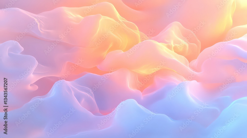 Obraz premium Pastel Abstract Landscape with Flowing Shapes and Soft Color Gradients