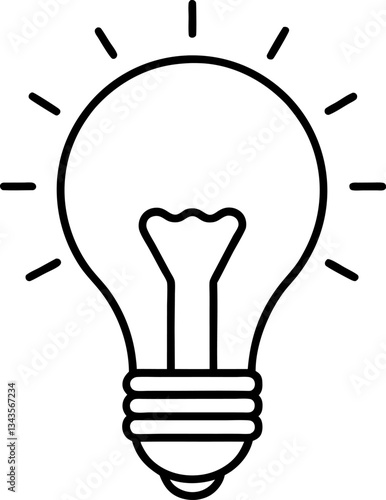 Light Bulb Icon Idea Thinking Innovation Creativity Solution Mind Iconography , Black Line Outline, Isolated on White