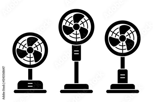 Minimalist fan icon vector set. Fan with rotating blades, cooling, ventilation or airflow symbol