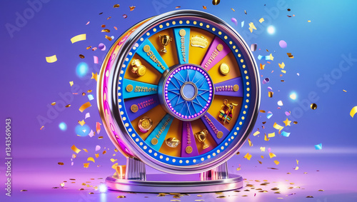 Fortune wheel spin, lucky win game and jackpot roulette, vector lottery gamble. Wheel of fortune with arrow for dollar money prize, lose or luck jackpot, casino or poker bets chance drum