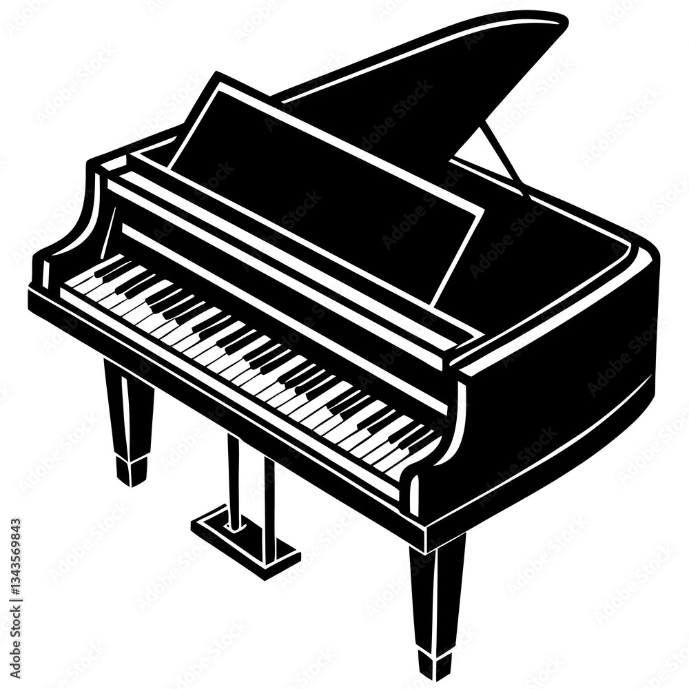 a silhouette black and white icon of a piano a silhouette black and white icon of a piano