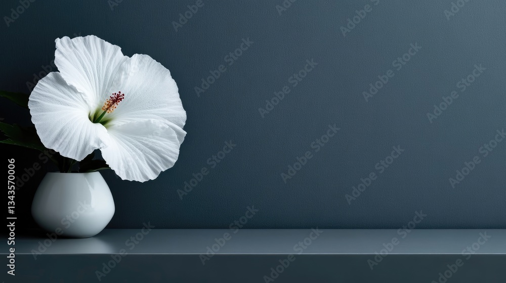 Elegant white hibiscus in minimalist vase