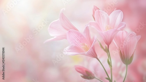 Softly Lit Pink Flowers Arranged In Delicate Artistic Display