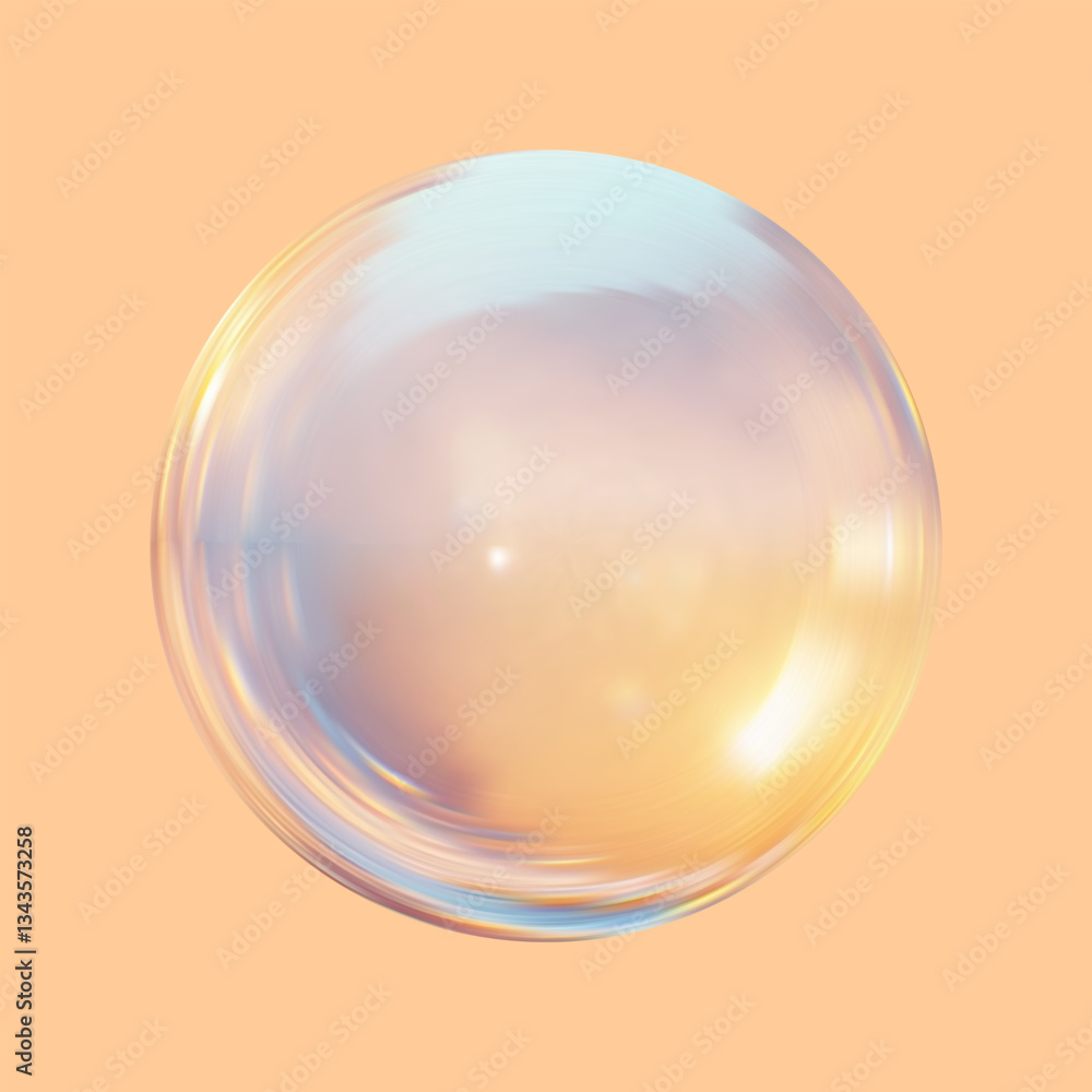 Obraz premium Realistic glossy colored glass ball.Abstract 3D light bubble with glare.Geometric abstract shape.