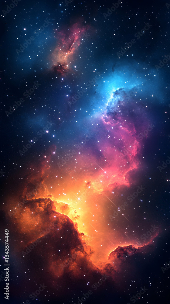 Fototapeta premium Vibrant nebula with cosmic dust and stars
