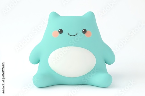 Obraz na płótnie Cute light teal creature plush toy w salonie