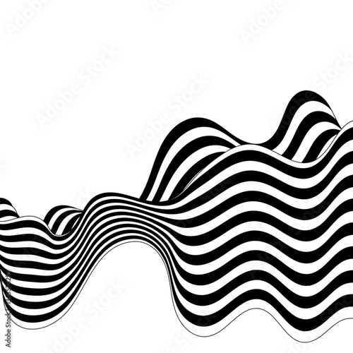 Abstract black and white brush lines. wave background. Vector illustration. Eps 10