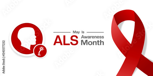 May is ALS Awareness Month. Human, cell and ribbon. Great for posters, banners, social media and more. White background. 