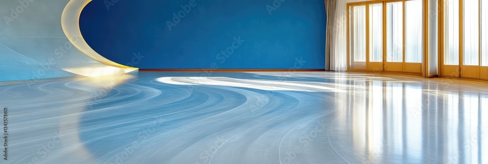 Empty modern space with polished floor
