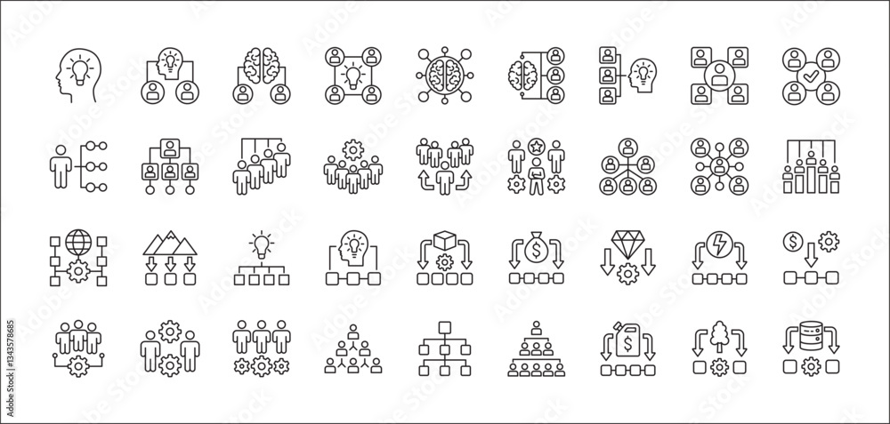 People connection in business icon set. Human resources development icon. Company asset icons. Icons set containing hierarchy, management, leadership, cooperation, idea, thinking, position, occupation People connection in business icon set. Human resources development icon. Company asset icons. Icons set containing hierarchy, management, leadership, cooperation, idea, thinking, position, occupation