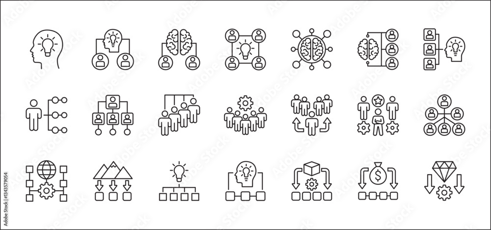 People connection in business icon set. Human resources development icon. Company asset icons. Icons set containing hierarchy, management, leadership, cooperation, idea, thinking, position, occupation People connection in business icon set. Human resources development icon. Company asset icons. Icons set containing hierarchy, management, leadership, cooperation, idea, thinking, position, occupation