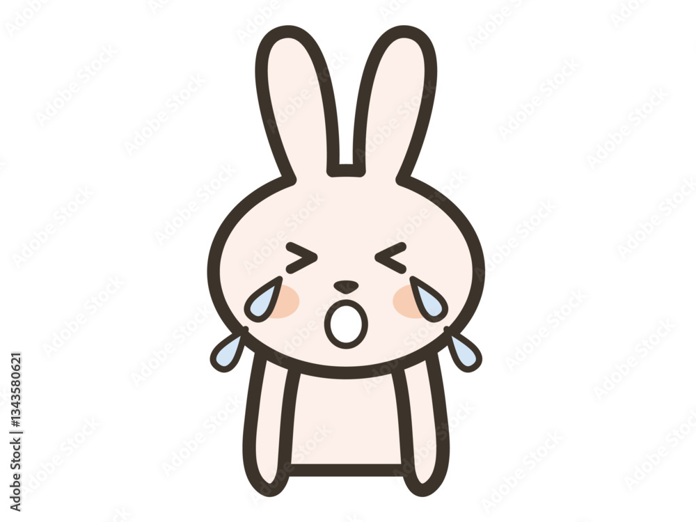 大泣きするかわいいうさぎさんの上半身イラスト 大泣きするかわいいうさぎさんの上半身イラスト