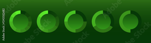Circular progress charts. A set of blue segmented donut graphs representing data analysis, performance tracking, and statistics on a dark background. Business intelligence, financial metrics