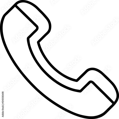 Simple Line Art of a Telephone Handset for Communication Concepts and Emergency Assistance