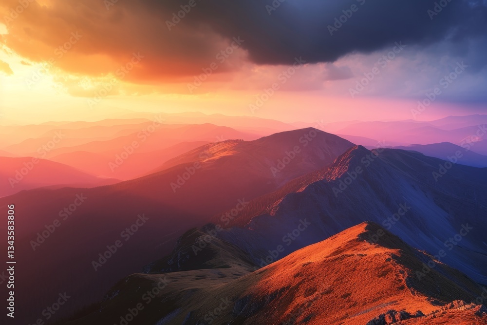 Fototapeta premium Stunning Mountain Landscape at Sunset Capturing Nature's Majesty