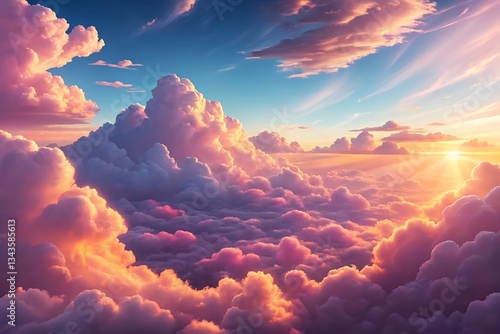 Dramatic sky with sunset and sunrise light painting clouds in red and orange hues