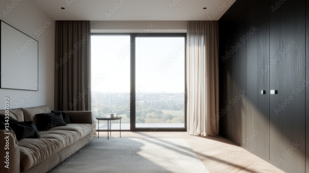 Fototapeta premium Minimalist design creating functional and stylish urban apartment solutions