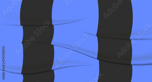 Striped fabric set icon. A blue and black striped textile with smooth folds and waves, creating a dynamic and textured appearance. Perfect for backgrounds, sports themes, fashion, or design projects