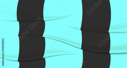 Striped fabric set icon. A blue and black striped textile with smooth folds and waves, creating a dynamic and textured appearance. Perfect for backgrounds, sports themes, fashion, or design projects
