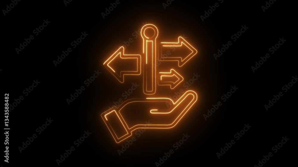 Glowing neon guidances icon isolated on black background. HD Video motion graphic animation Glowing neon guidances icon isolated on black background. HD Video motion graphic animation
