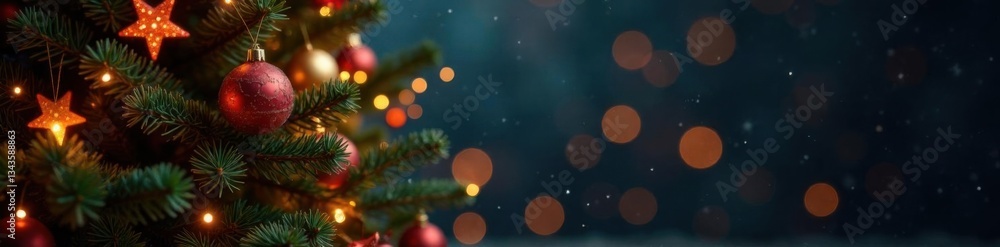 Christmas tree background with festive lights, frozen pond, festive lights Christmas tree background with festive lights, frozen pond, festive lights