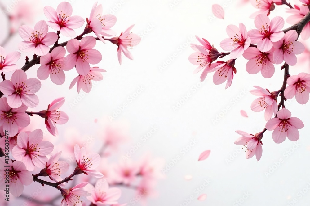 Fototapeta premium Intricate repeating sakura motif, light pink on white, print, repeat