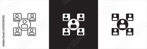 Hierarchy in company icon. Relation of people in company icons. Connection manager and employee symbol. Icon symbol compatible for leader, leadership, management, job position. Sign illustration.