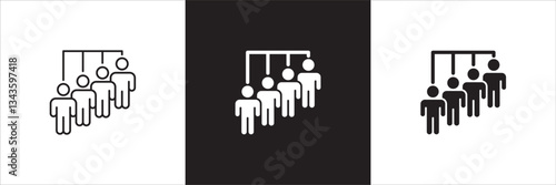 Hierarchy in company icon. Relation of people in company icons. Connection manager and employee symbol. Icon symbol compatible for leader, leadership, management, job position. Sign illustration.
