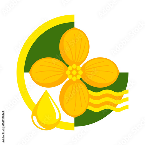 Rapeseed or Canola oil logo template for food or biofuel