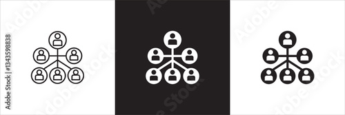 Hierarchy in company icon. Relation of people in company icons. Connection manager and employee symbol. Icon symbol compatible for leader, leadership, management, job position. Sign illustration.