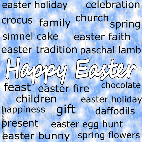 Happy Easter wordcloud - illustration