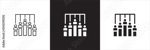 Hierarchy in company icon. Relation of people in company icons. Connection manager and employee symbol. Icon symbol compatible for leader, leadership, management, job position. Sign illustration.