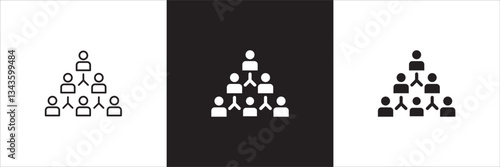 Hierarchy in company icon. Relation of people in company icons. Connection manager and employee symbol. Icon symbol compatible for leader, leadership, management, job position. Sign illustration.