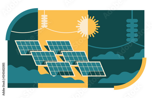 Greenfield photovoltaic plants - power station for electricity supply, geometric style
