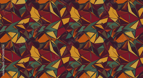 A seamless pattern of sharp triangles and hexagons.