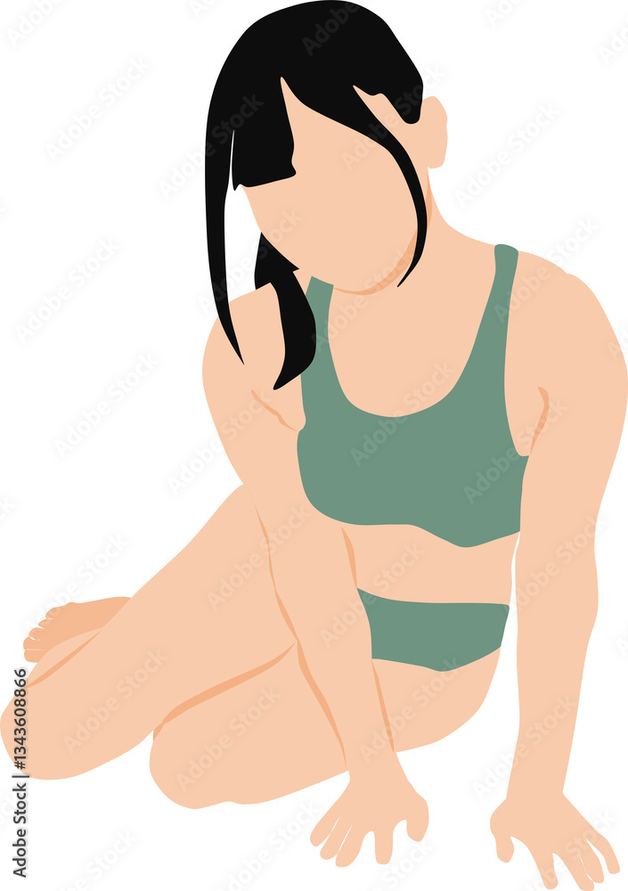 Fototapeta premium ポーズをとる水着を着た女性のイラスト