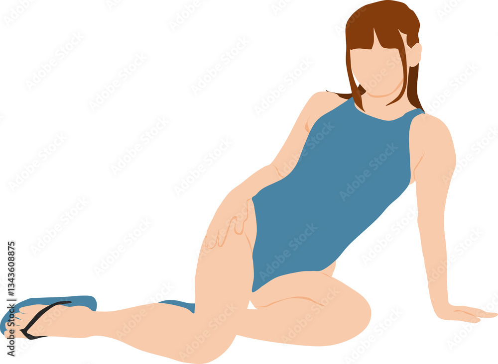 ポーズをとる水着を着た女性のイラスト ポーズをとる水着を着た女性のイラスト