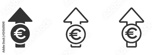 Cost increase vector icons. Euro rate increase vector designs