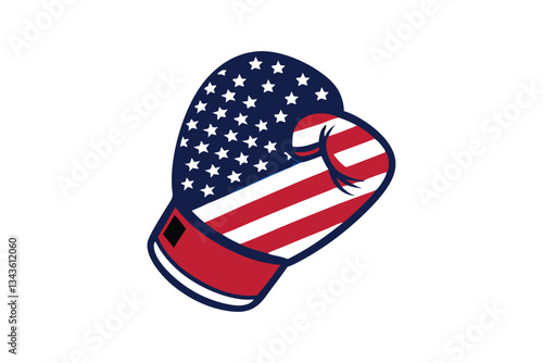 Vector art illustration of a boxing glove icon filled with the American flag.eps