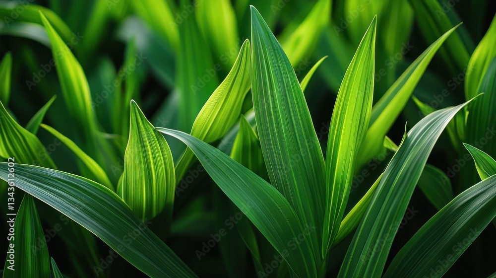 Lush Green Leaves with Textured Patterns and Vibrant Color Contrast Lush Green Leaves with Textured Patterns and Vibrant Color Contrast