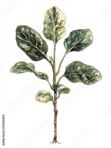 Botanical Beauty: A Captivating Plant Illustration with Lush Green Leaves and Intricate Veins, Perfect for Nature-Inspired Designs