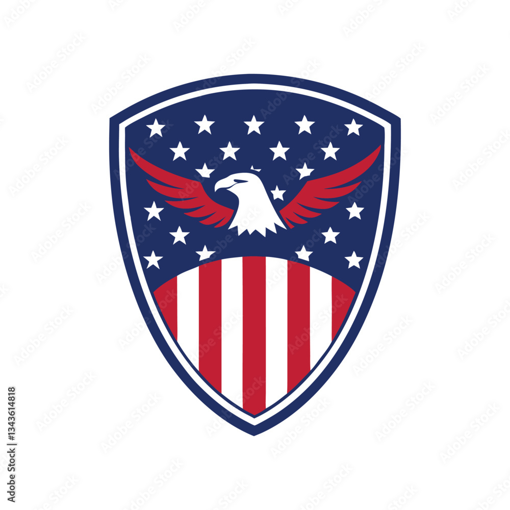 Vector art illustration of a shield with a bald eagle silhouette in the center and filled with the American flag1.eps Vector art illustration of a shield with a bald eagle silhouette in the center and filled with the American flag1.eps