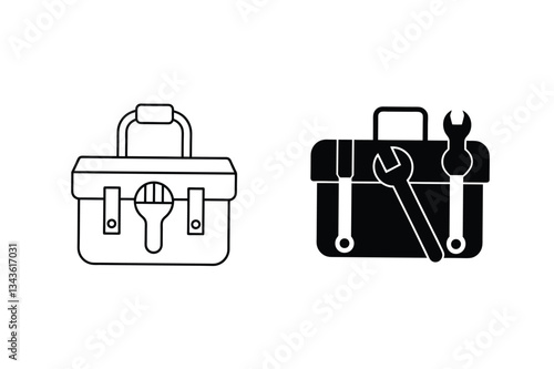 Toolbox Icons Outline, Solid, Tools, Repair, Maintenance, Wrench, Equipment, Kit, Handyman, Services
