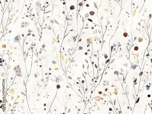 Elegant Floral Watercolor Pattern: Seamless Botanical Design for Artful Backgrounds and Textile Prints