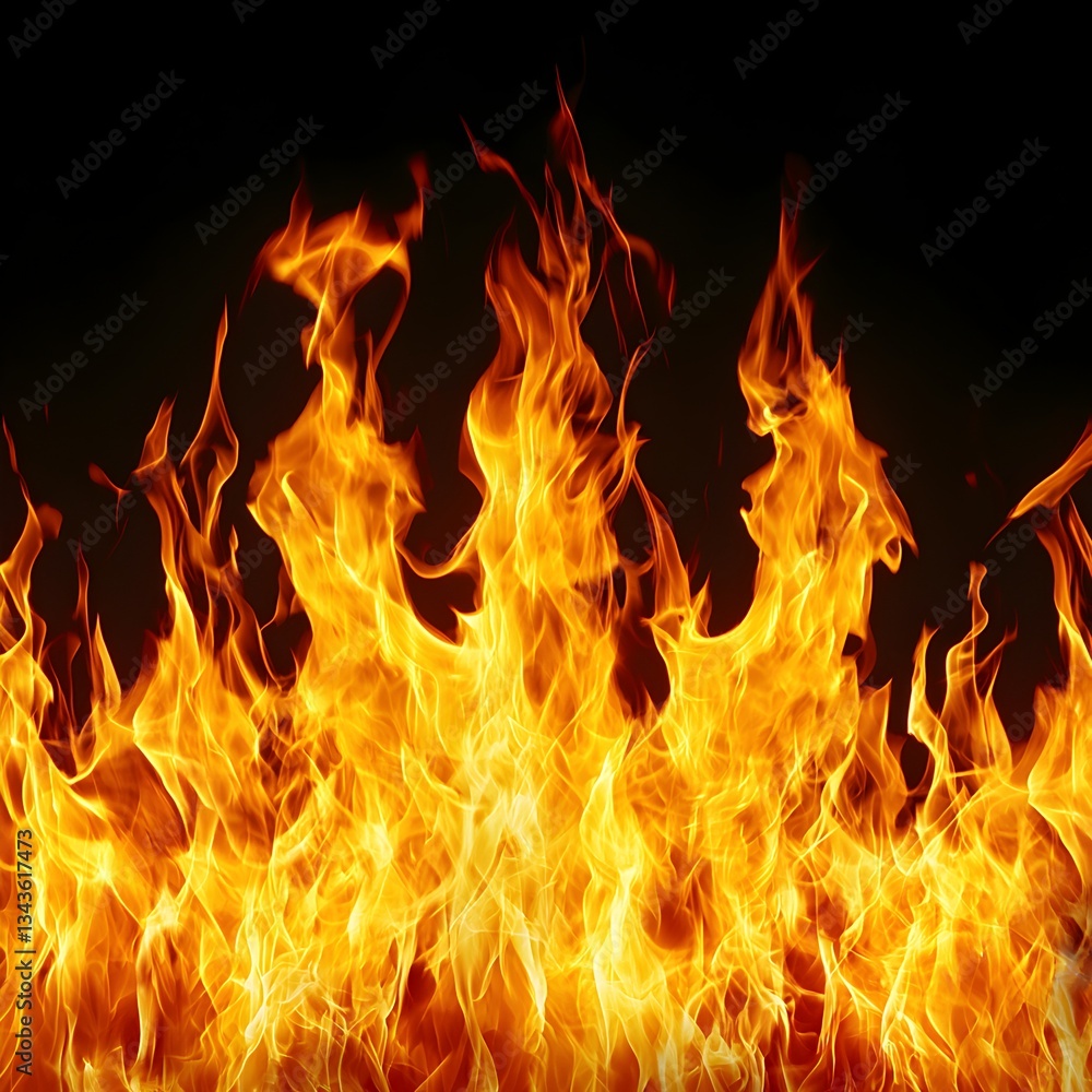 Photo of Realistic Flames on a Black Background Photo of Realistic Flames on a Black Background