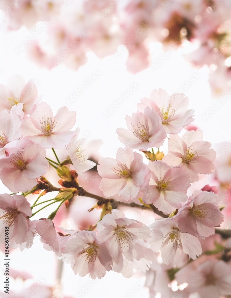 white background with soft pastel-colored cherry blossoms white background with soft pastel-colored cherry blossoms