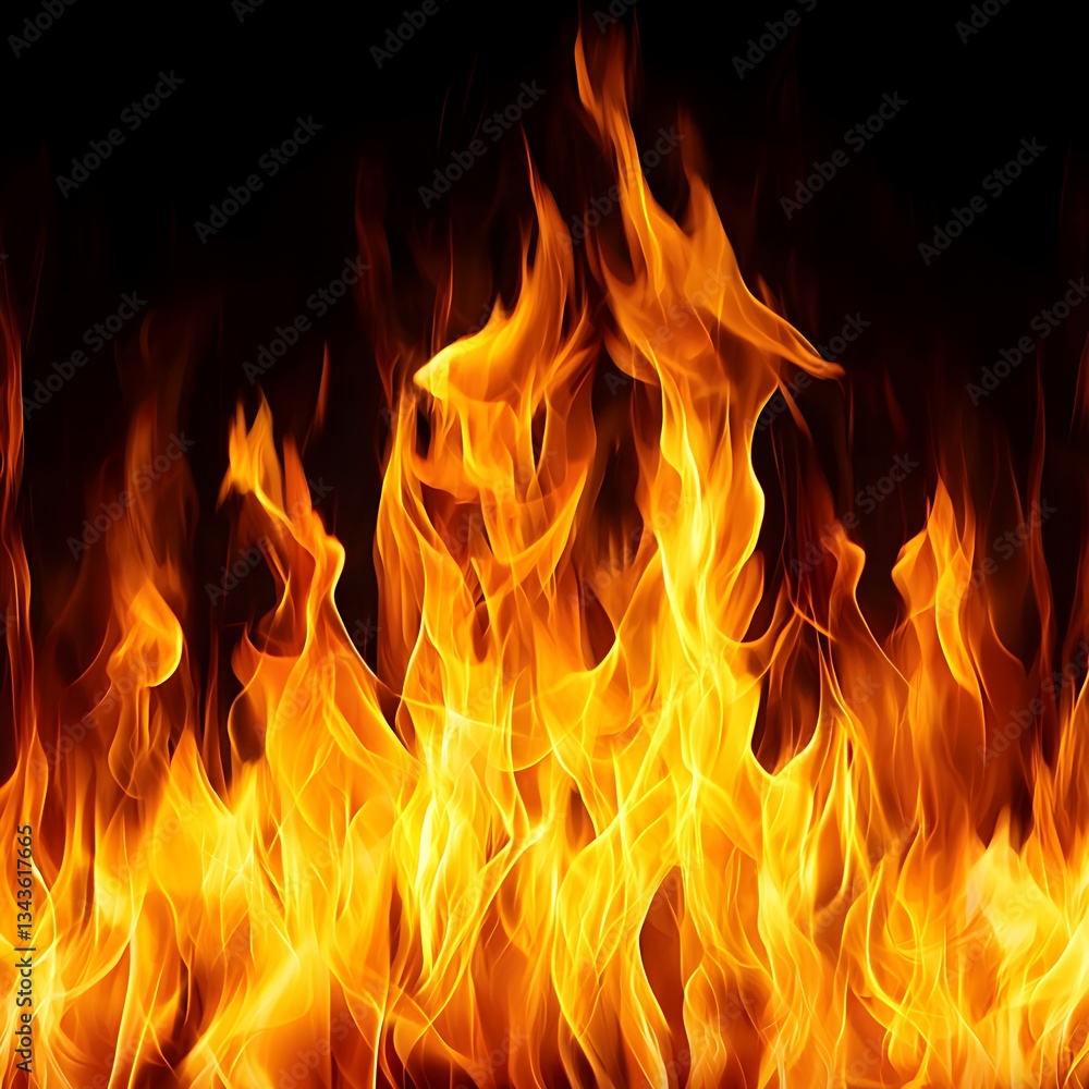 Photo of Realistic Flames on a Black Background Photo of Realistic Flames on a Black Background
