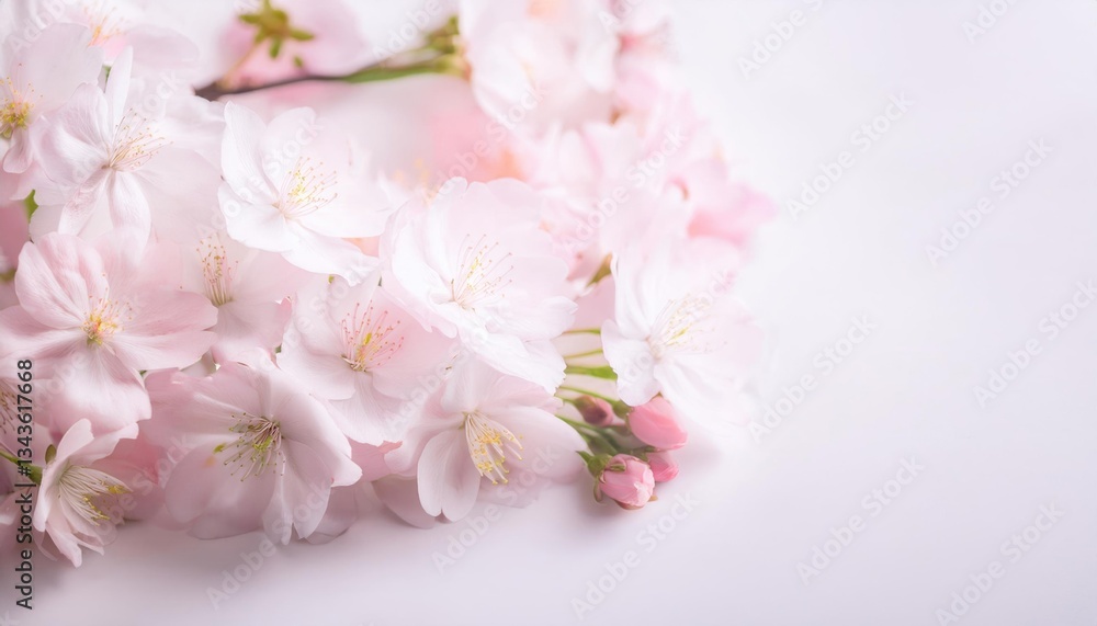 white background with soft pastel-colored cherry blossoms white background with soft pastel-colored cherry blossoms